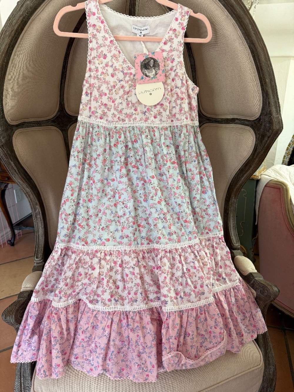NWT LoveShackFancy x Target Camille Dress Pink Floral Sleeveless XXS 0 2 Cotton